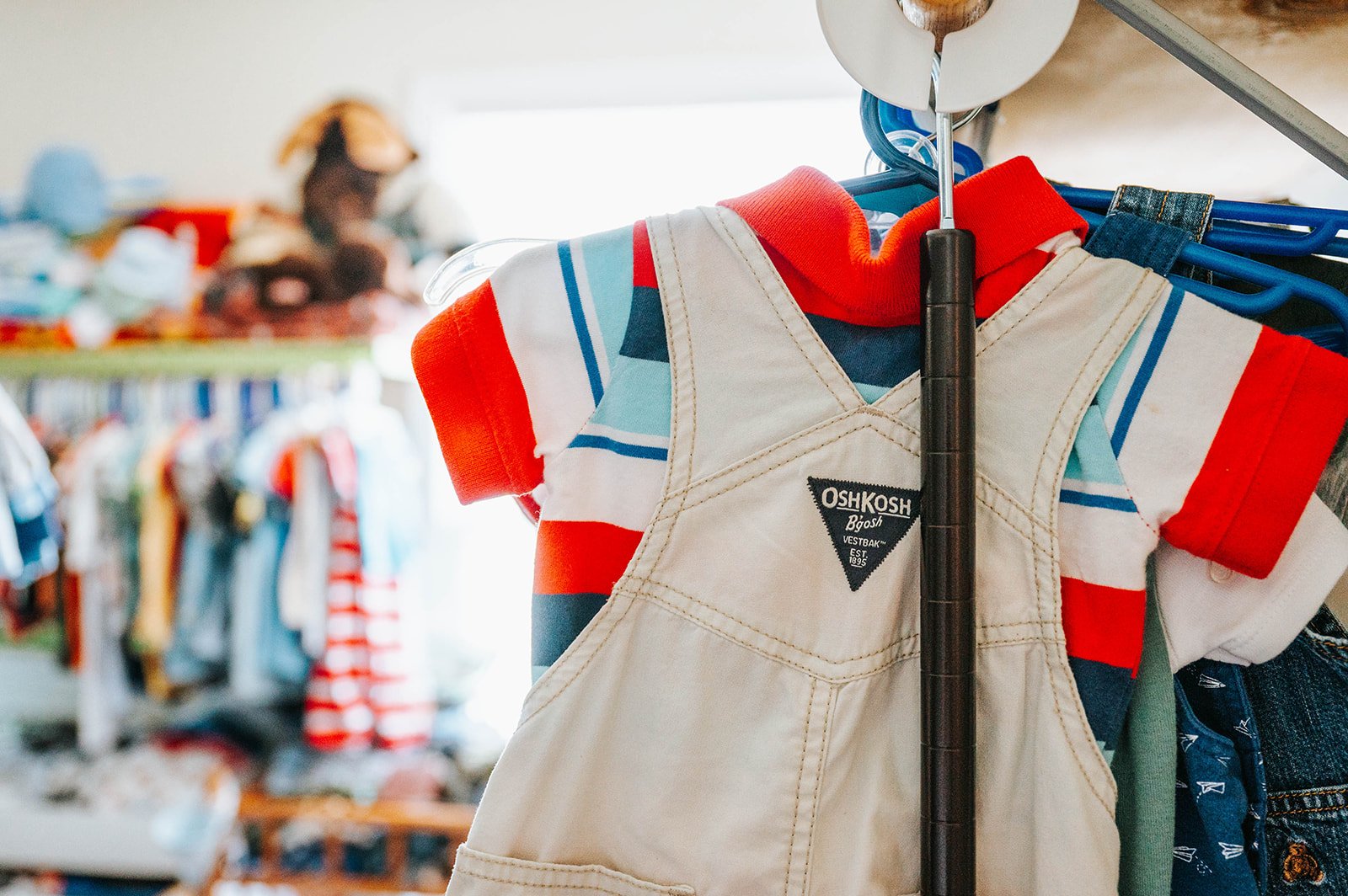 Bright children's clothing in the Safe Choice boutique