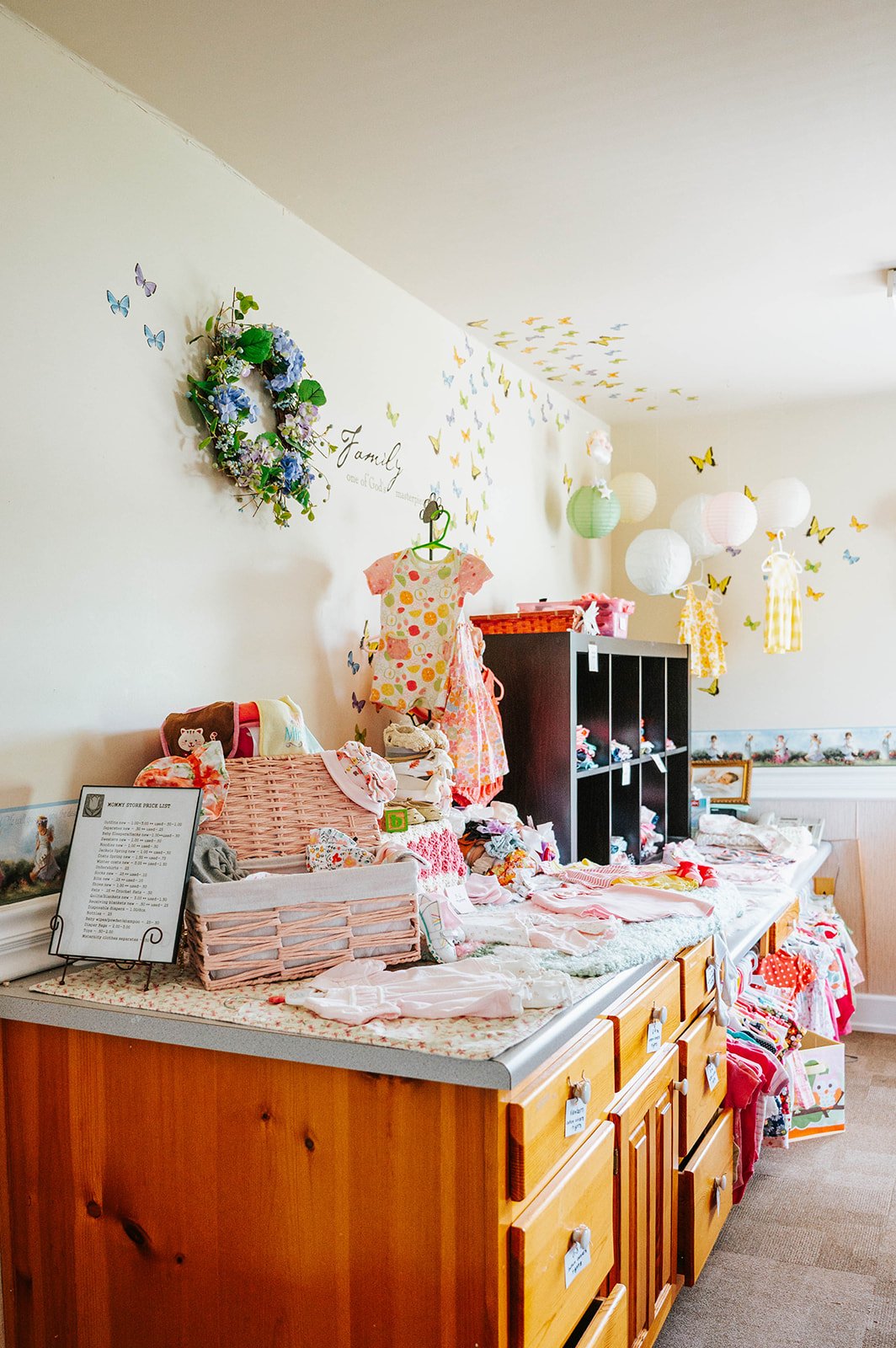 A styled display in the Safe Choice Baby Boutique
