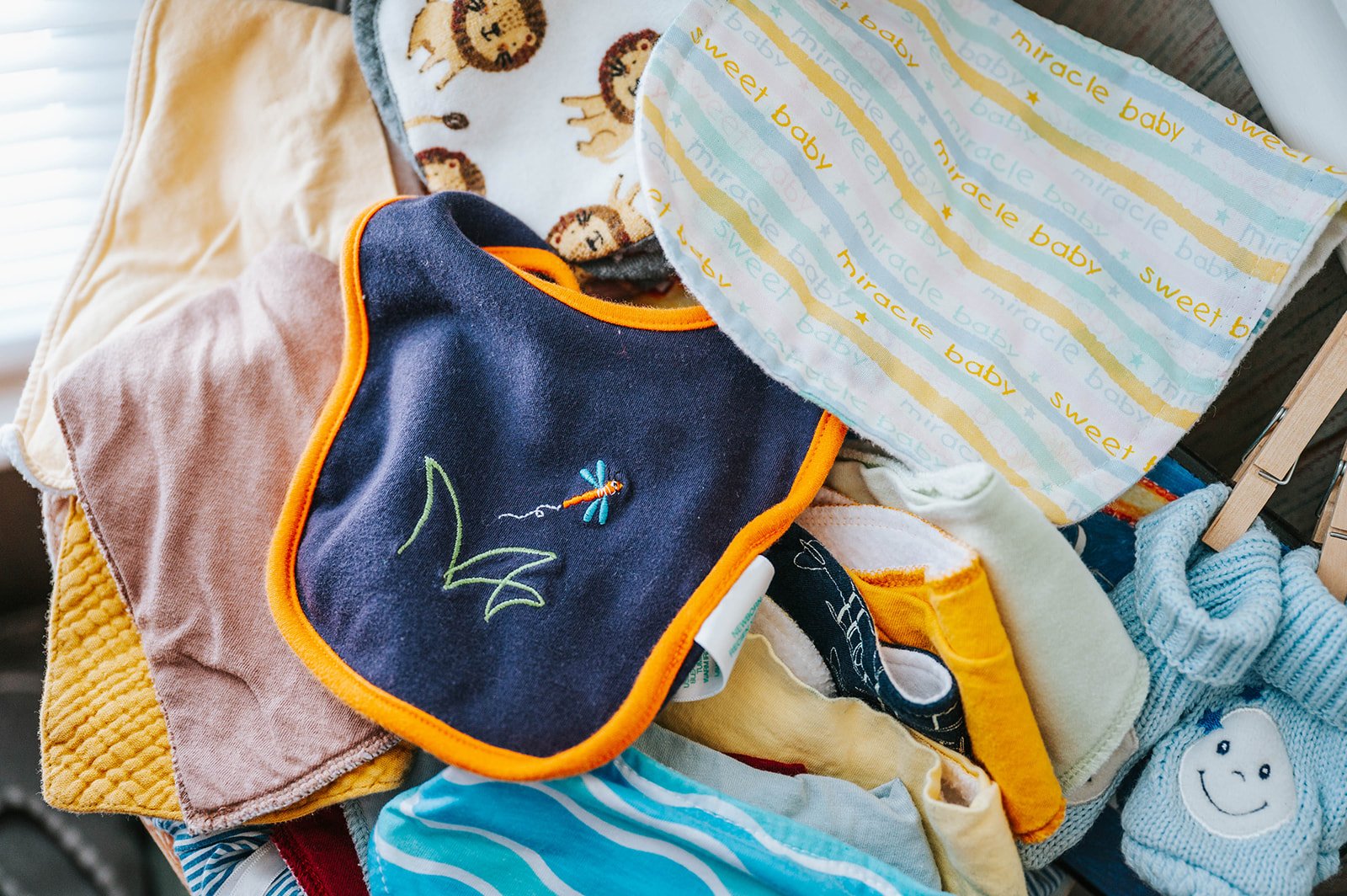 Bibs and baby supplies in the boutique